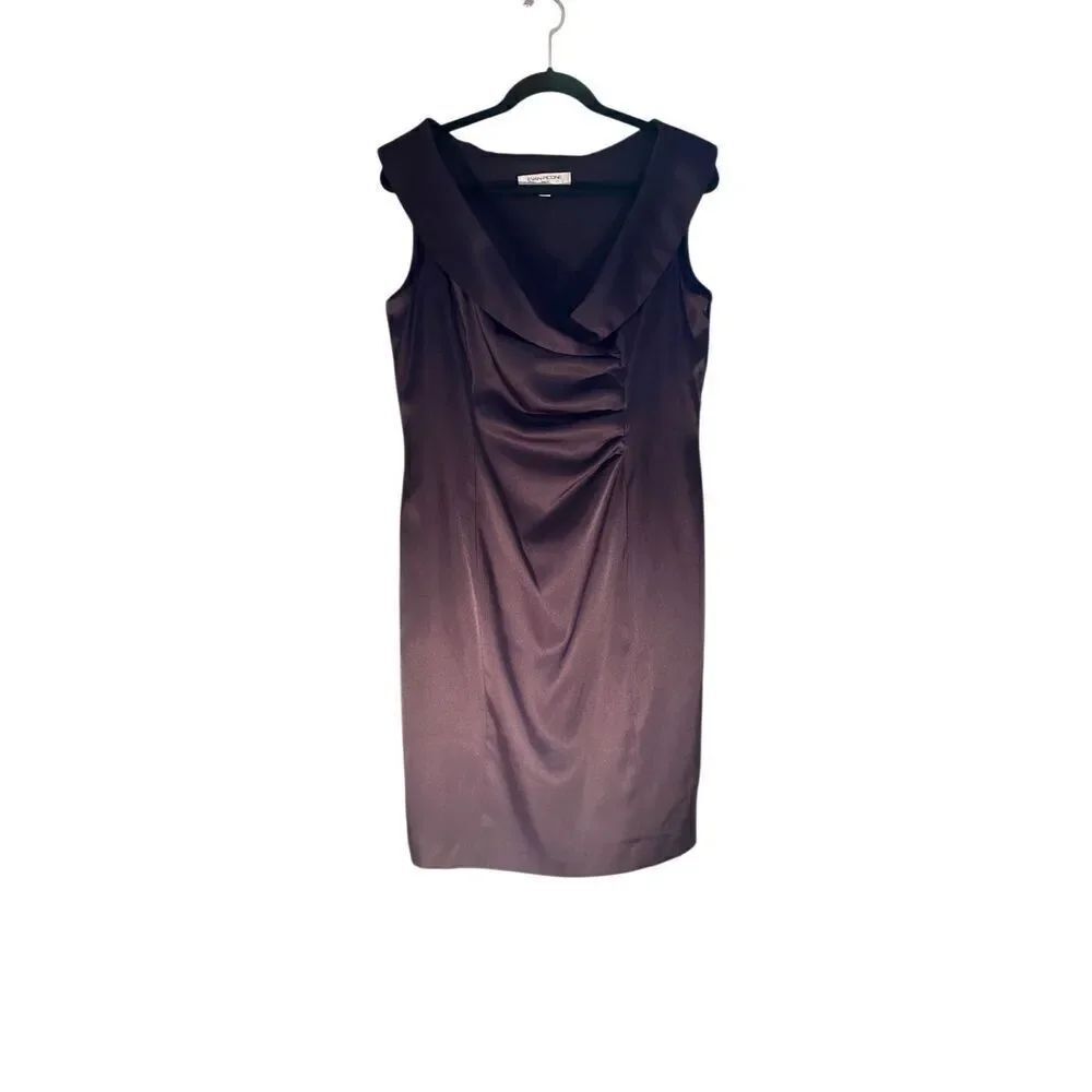 Evan Picone women’s burgundy faux wrap midi dress size 16